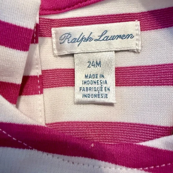Ralph Lauren White and Pink Fit and Flare Toddler Dress
